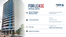 Office for rent in West Triangle, Metro Manila near MRT-3 Quezon Avenue