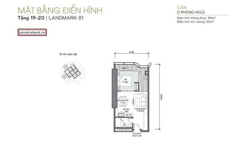 Cho thuê căn hộ chung cư 1 phòng ngủ tại Phường 22, Quận Bình Thạnh, Hồ Chí Minh