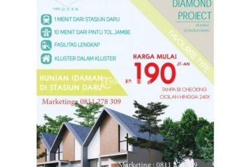 Rumah dijual dengan 1 kamar tidur di Daru, Banten