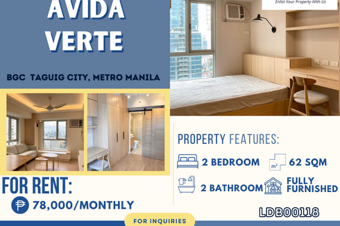 2 Bedroom Condo for rent in Avida Towers Verte, Taguig, Metro Manila