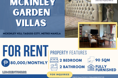 2 Bedroom Condo for rent in mckinley hill garden villas, Bagong Tanyag, Metro Manila