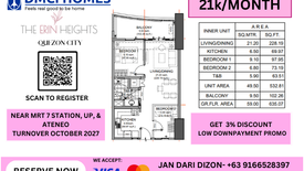 1 Bedroom Condo for sale in The Erin Heights, Matandang Balara, Metro Manila