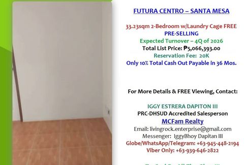 2 Bedroom Condo for sale in Santa Mesa, Metro Manila near LRT-2 V. Mapa