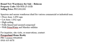 Warehouse / Factory for sale in Sapang Bulak, Bulacan