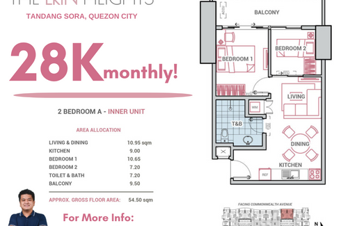 2 Bedroom Condo for sale in The Erin Heights, Matandang Balara, Metro Manila