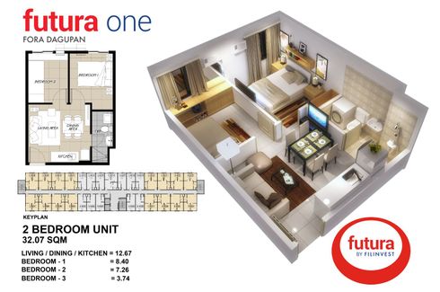 2 Bedroom Condo for sale in Futura One Fora Dagupan, Lucao, Pangasinan