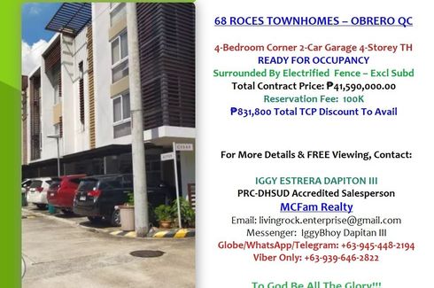 4 Bedroom Townhouse for sale in Obrero, Metro Manila