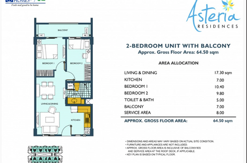 2 Bedroom Apartment for sale in Asteria Residences, San Isidro, Metro Manila