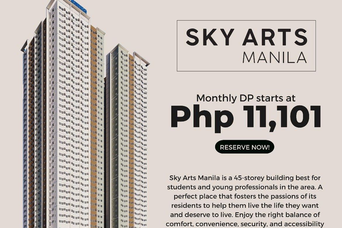 STUDIT UNIT FOR SALE in Sky Arts Manila Malate Manila Condo