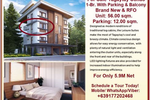 1 Bedroom Condo for sale in Kaybagal East, Cavite
