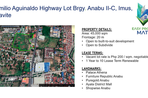 Land for rent in Anabu II-A, Cavite