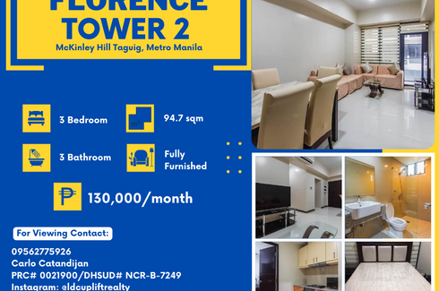 3 Bedroom Condo for rent in The Florence Residence, Bagong Tanyag, Metro Manila